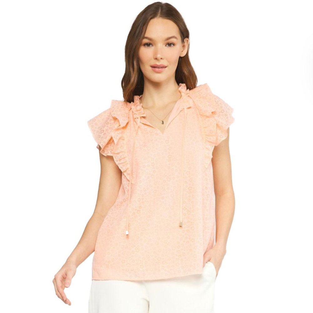 NWT Entro Floral Flutter Sleeve Blouse